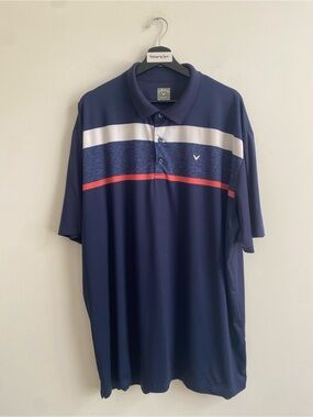 Callaway Navy Polo with White and Red Stripe Detail 2/$20